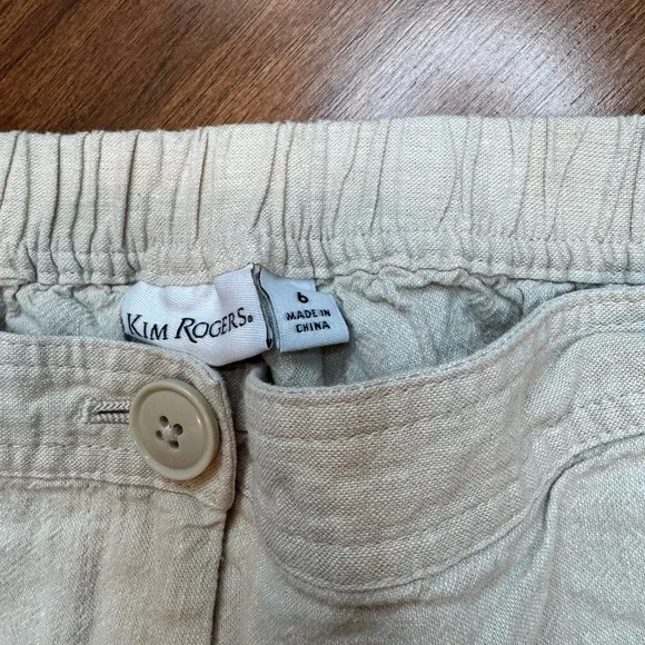 KIM ROGERS Women’s Cream Linen Pants - Picture 6 of 8